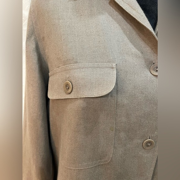 Evelyn & Arthur 100% Linen shirt, jacket, size, large  brown olive color career - Picture 3 of 9